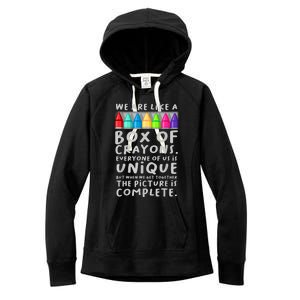 Ack To School Teacher We Are Like A Box Of Crayons Women's Fleece Hoodie