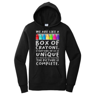 Ack To School Teacher We Are Like A Box Of Crayons Women's Pullover Hoodie