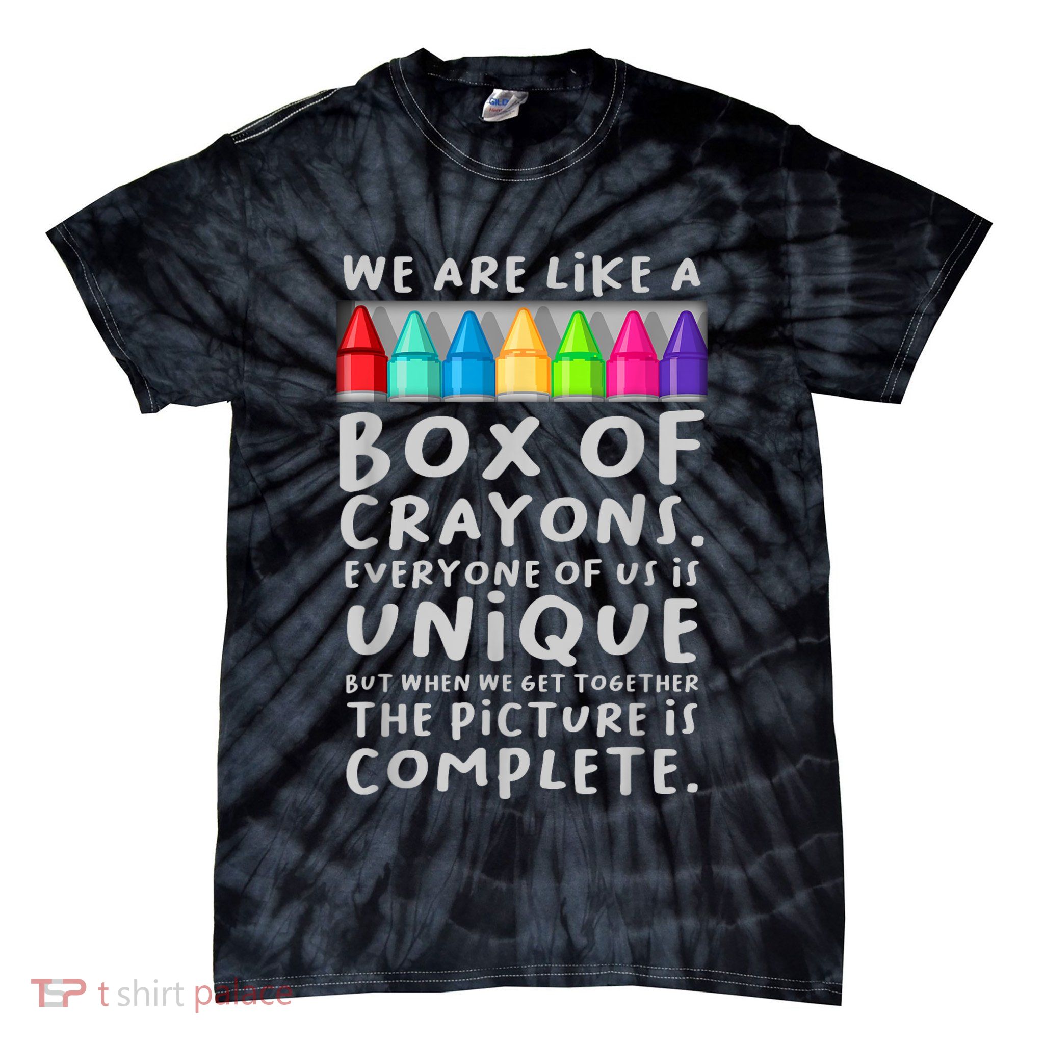 Ack To School Teacher We Are Like A Box Of Crayons Tie-Dye T-Shirt