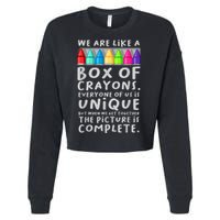 Ack To School Teacher We Are Like A Box Of Crayons Cropped Pullover Crew