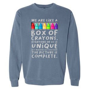 Ack To School Teacher We Are Like A Box Of Crayons Garment-Dyed Sweatshirt