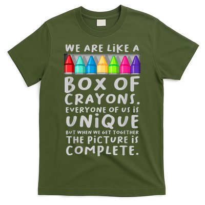 Ack To School Teacher We Are Like A Box Of Crayons T-Shirt