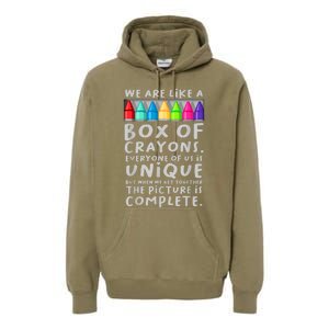 Ack To School Teacher We Are Like A Box Of Crayons Premium Hoodie