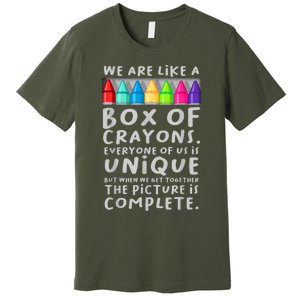 Ack To School Teacher We Are Like A Box Of Crayons Premium T-Shirt