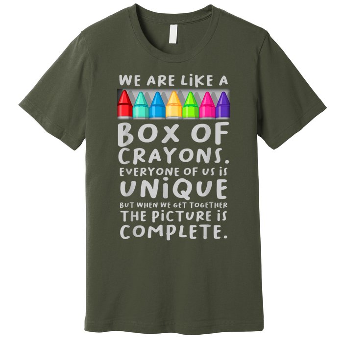 Ack To School Teacher We Are Like A Box Of Crayons Premium T-Shirt