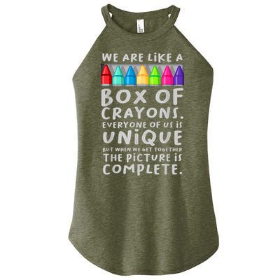 Ack To School Teacher We Are Like A Box Of Crayons Women's Perfect Tri Rocker Tank