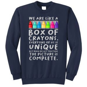 Ack To School Teacher We Are Like A Box Of Crayons Sweatshirt