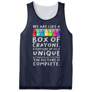 Ack To School Teacher We Are Like A Box Of Crayons Mesh Reversible Basketball Jersey Tank