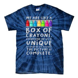 Ack To School Teacher We Are Like A Box Of Crayons Tie-Dye T-Shirt