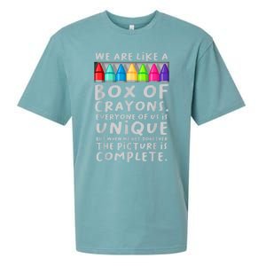 Ack To School Teacher We Are Like A Box Of Crayons Sueded Cloud Jersey T-Shirt