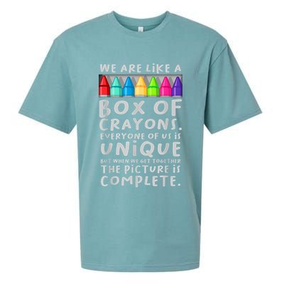 Ack To School Teacher We Are Like A Box Of Crayons Sueded Cloud Jersey T-Shirt