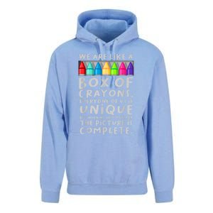 Ack To School Teacher We Are Like A Box Of Crayons Unisex Surf Hoodie