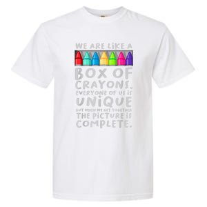 Ack To School Teacher We Are Like A Box Of Crayons Garment-Dyed Heavyweight T-Shirt