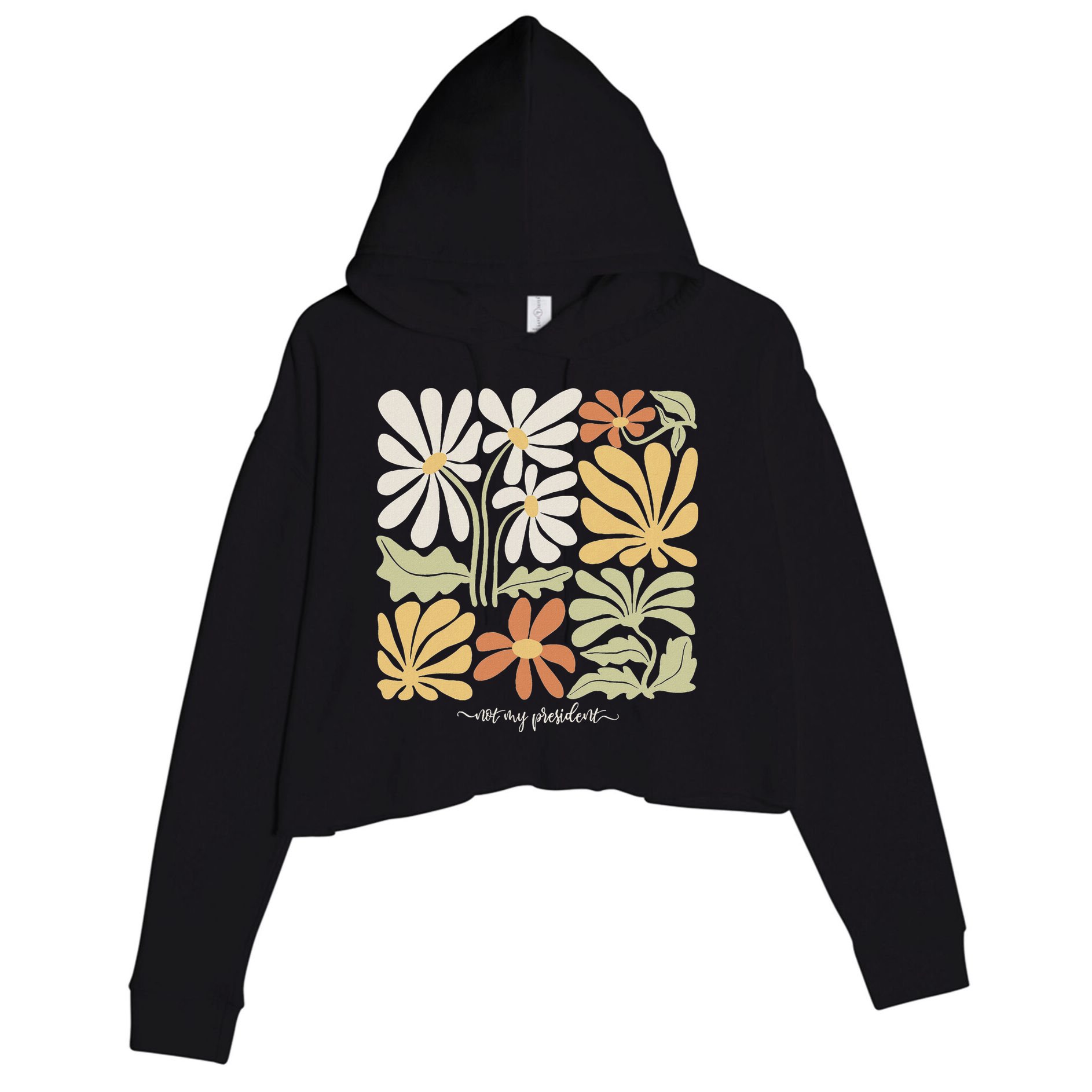 Anti Trump Subtle Not My President Flowers Statement Crop Fleece Hoodie