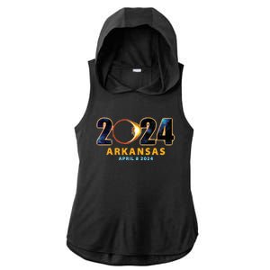 Arkansas Total Solar Eclipse 2024 Ladies PosiCharge Tri-Blend Wicking Draft Hoodie Tank