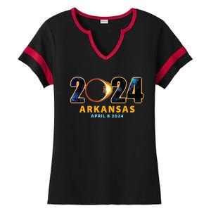 Arkansas Total Solar Eclipse 2024 Ladies Halftime Notch Neck Tee