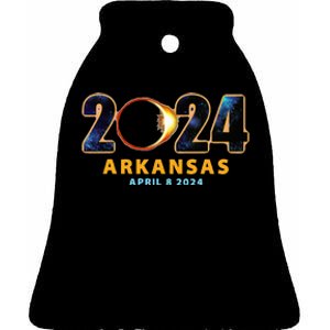 Arkansas Total Solar Eclipse 2024 Ceramic Bell Ornament