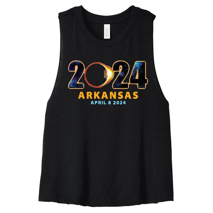 Arkansas Total Solar Eclipse 2024 Women's Racerback Cropped Tank