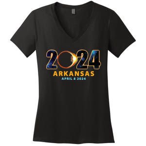 Arkansas Total Solar Eclipse 2024 Women's V-Neck T-Shirt