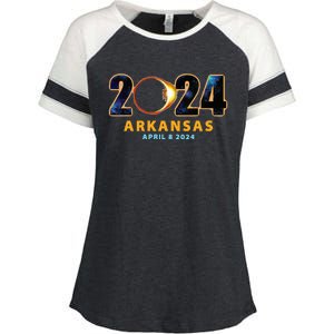 Arkansas Total Solar Eclipse 2024 Enza Ladies Jersey Colorblock Tee