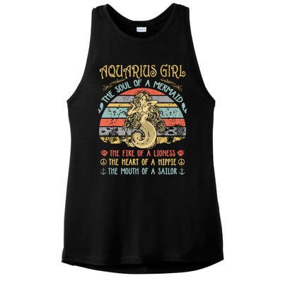 Aquarius The Soul Of A Mermaid Vintage Birthday Meaningful Gift Ladies PosiCharge Tri-Blend Wicking Tank