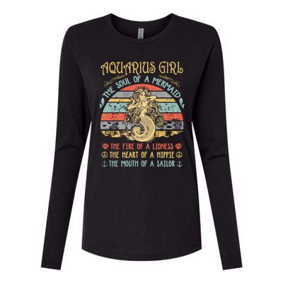 Aquarius The Soul Of A Mermaid Vintage Birthday Meaningful Gift Womens Cotton Relaxed Long Sleeve T-Shirt