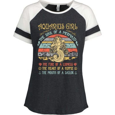 Aquarius The Soul Of A Mermaid Vintage Birthday Meaningful Gift Enza Ladies Jersey Colorblock Tee