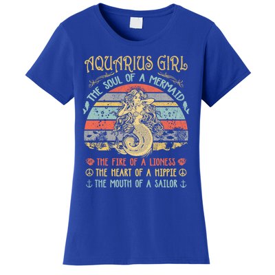 Aquarius The Soul Of A Mermaid Vintage Birthday Meaningful Gift Women's T-Shirt