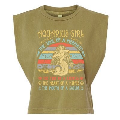 Aquarius The Soul Of A Mermaid Vintage Birthday Meaningful Gift Garment-Dyed Women's Muscle Tee