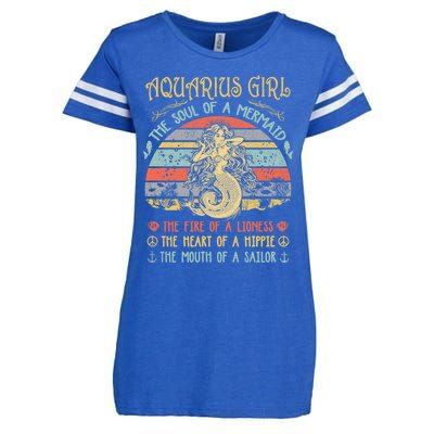 Aquarius The Soul Of A Mermaid Vintage Birthday Meaningful Gift Enza Ladies Jersey Football T-Shirt