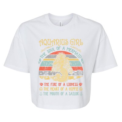 Aquarius The Soul Of A Mermaid Vintage Birthday Meaningful Gift Bella+Canvas Jersey Crop Tee