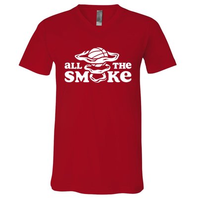 All The Smoke Funny Basketball Podcast V-Neck T-Shirt