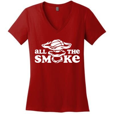 All The Smoke Funny Basketball Podcast Women's V-Neck T-Shirt