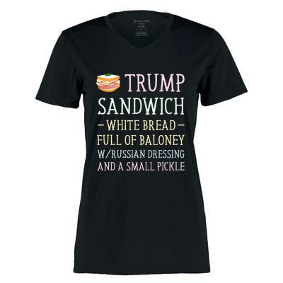 Anti Trump Sandwich Sign Funny Women's Momentum V-Neck T-Shirt