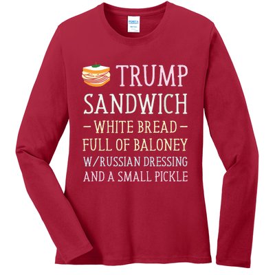 Anti Trump Sandwich Sign Funny Ladies Long Sleeve Shirt