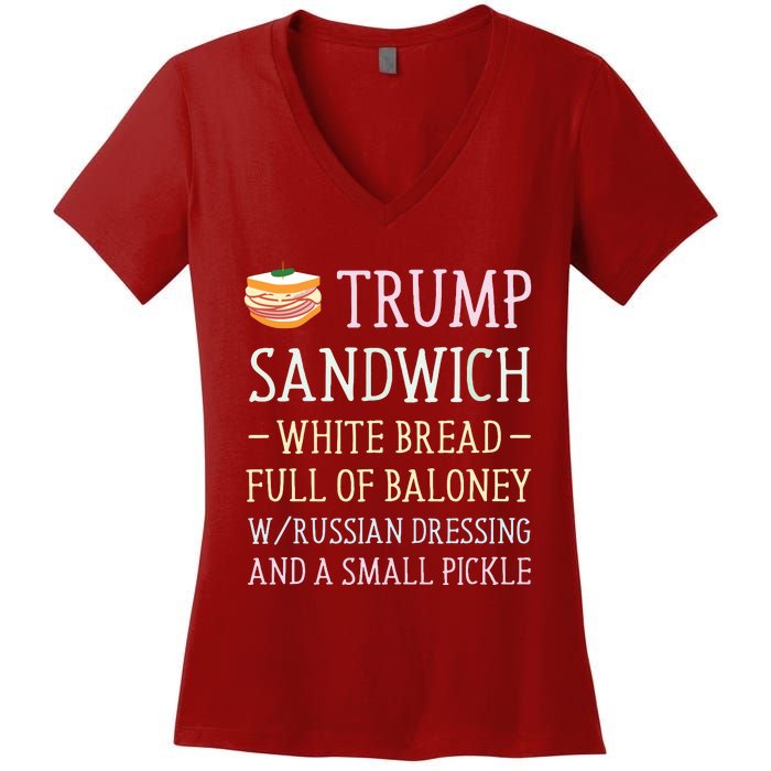 Anti Trump Sandwich Sign Funny Women's V-Neck T-Shirt