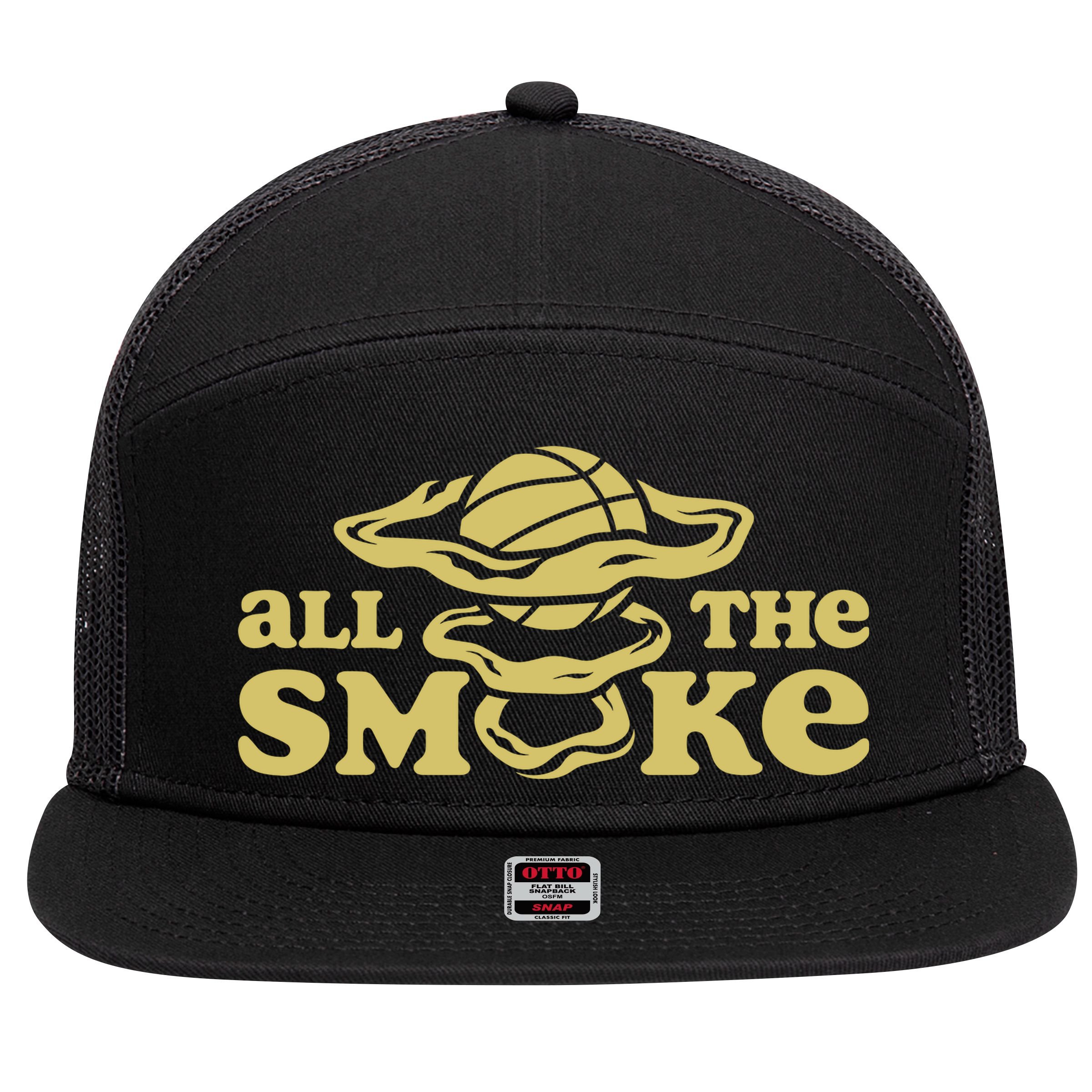 All The Smoke Funny Basketball Podcast 7 Panel Mesh Trucker Snapback Hat