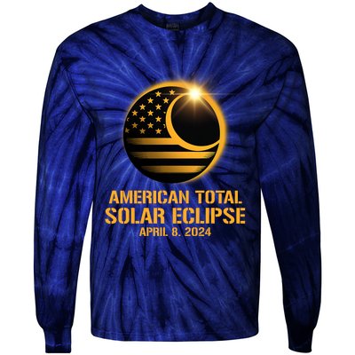 American Total Solar Eclipse April 8 2024 Totality Astronomy Tie-Dye Long Sleeve Shirt