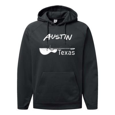 Austin Texas Souvenir Guitar Music Lover Austin Performance Fleece Hoodie