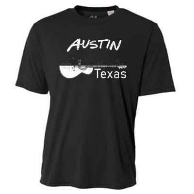 Austin Texas Souvenir Guitar Music Lover Austin Cooling Performance Crew T-Shirt