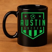 Austin Texas Soccer  Futbol Jersey Kit Badge Match 11oz C Handle Ceramic Mug