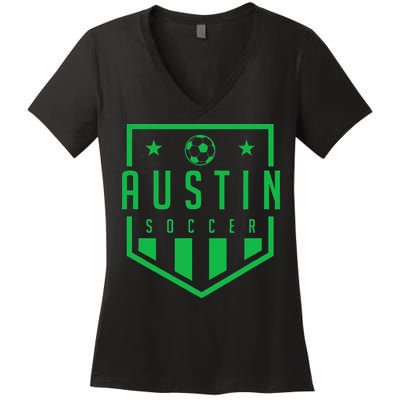 Austin Texas Soccer  Futbol Jersey Kit Badge Match Women's V-Neck T-Shirt