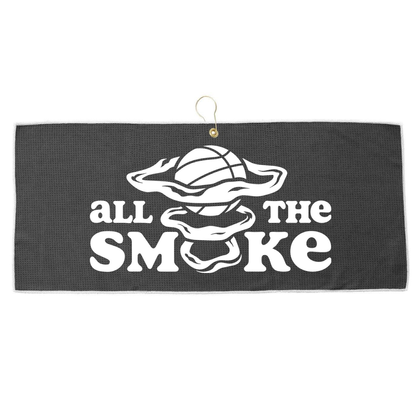 All The Smoke Funny Basketball Podcast Large Microfiber Waffle Golf Towel