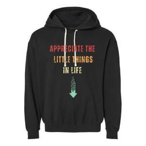 Appreciate The Small Things In Life Funny Arrow Sarcasm Pun Garment-Dyed Fleece Hoodie