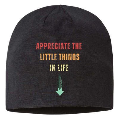 Appreciate The Small Things In Life Funny Arrow Sarcasm Pun Sustainable Beanie