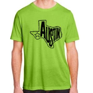 Austin Texas State Retro Outline Map Adult ChromaSoft Performance T-Shirt