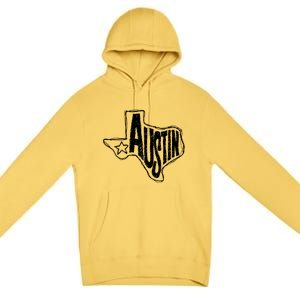 Austin Texas State Retro Outline Map Premium Pullover Hoodie