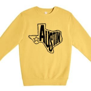 Austin Texas State Retro Outline Map Premium Crewneck Sweatshirt