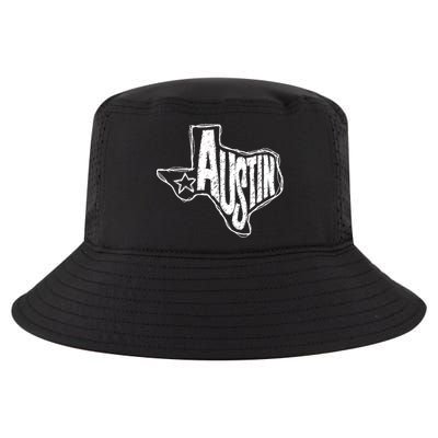 Austin Texas State Retro Outline Map Cool Comfort Performance Bucket Hat