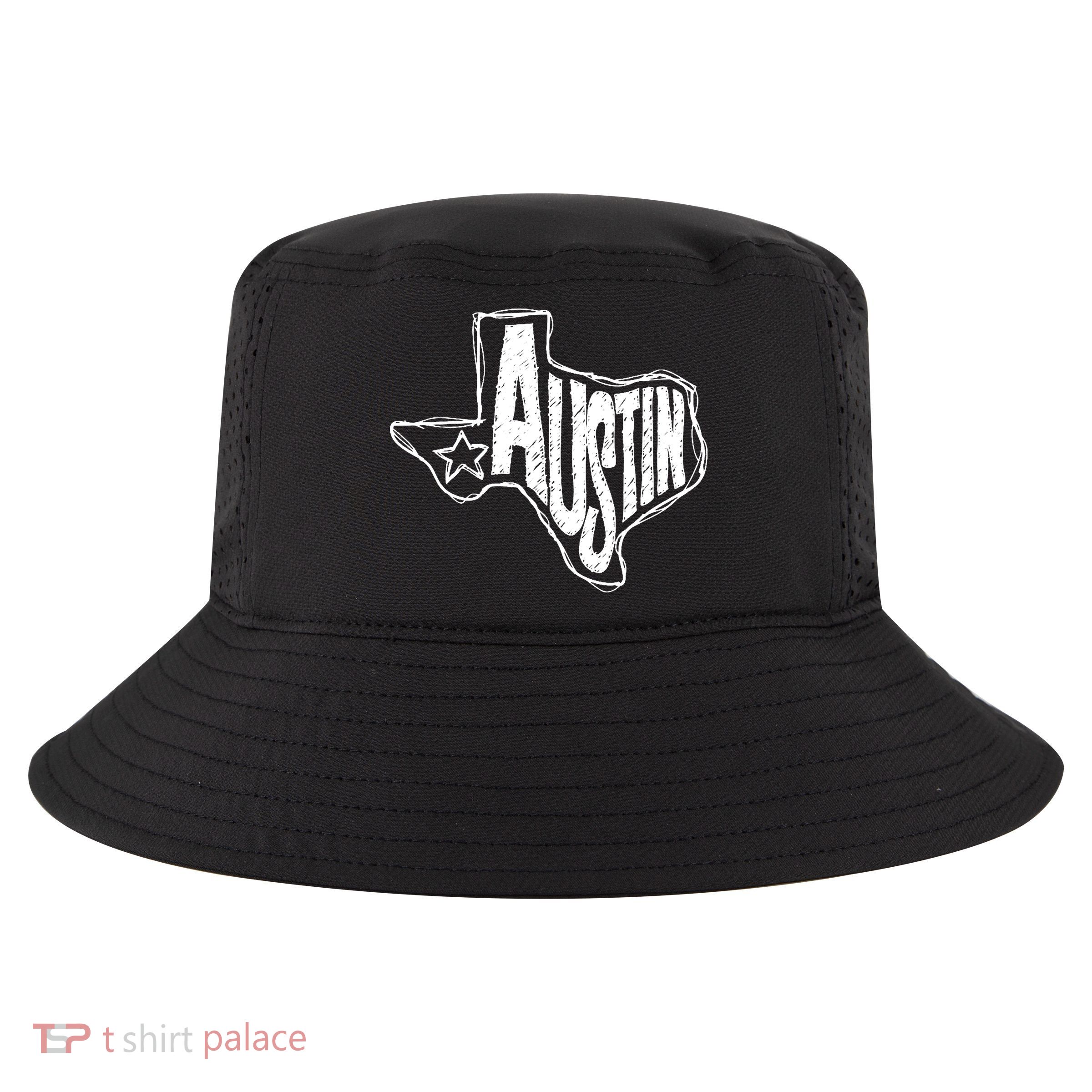 Austin Texas State Retro Outline Map Cool Comfort Performance Bucket Hat